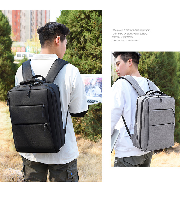 厂家定做电脑背包 usb充电多功能防水小米双袋商务双肩包定制logo详情17