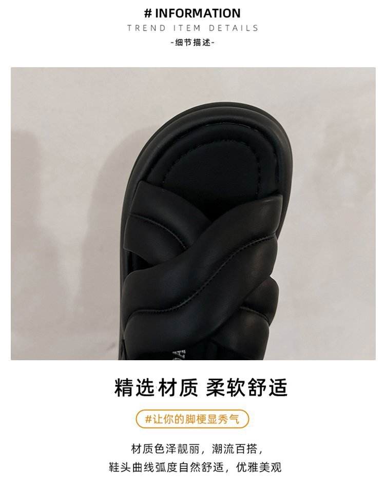 厚底凉鞋女式2024年夏季新款法式复古洋气舒适防滑时尚沙滩罗马鞋详情11