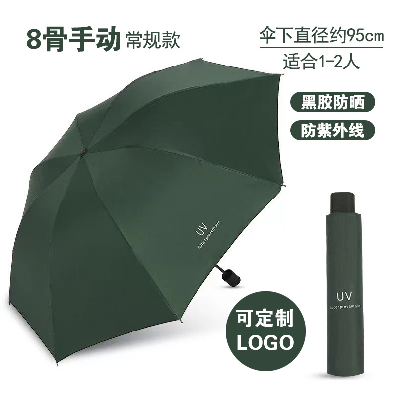 uv自动手动黑胶晴雨两用防晒伞logo制作福利礼品广告雨伞批发零售详情12