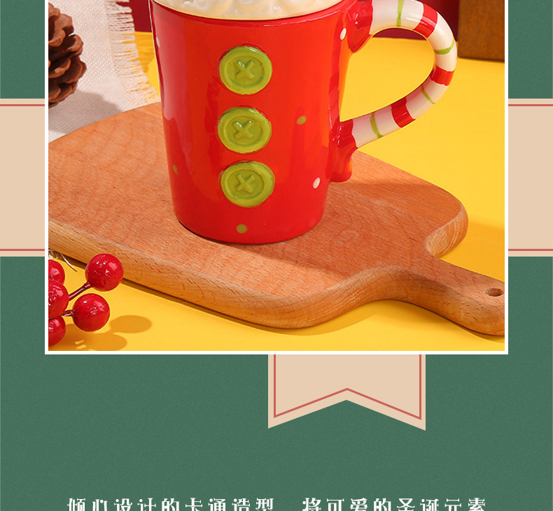 Creative cartoon mugs for female students, Korean version cute ceramic Christmas water cups with LIDS, milk mugs wholesale pic 4
