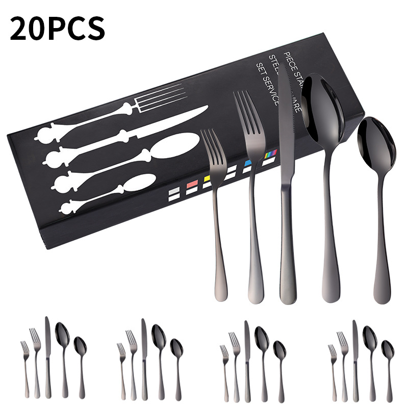 跨境亚马逊不锈钢餐具24件套葡萄牙刀叉勺四主件餐具礼品套装批发详情3