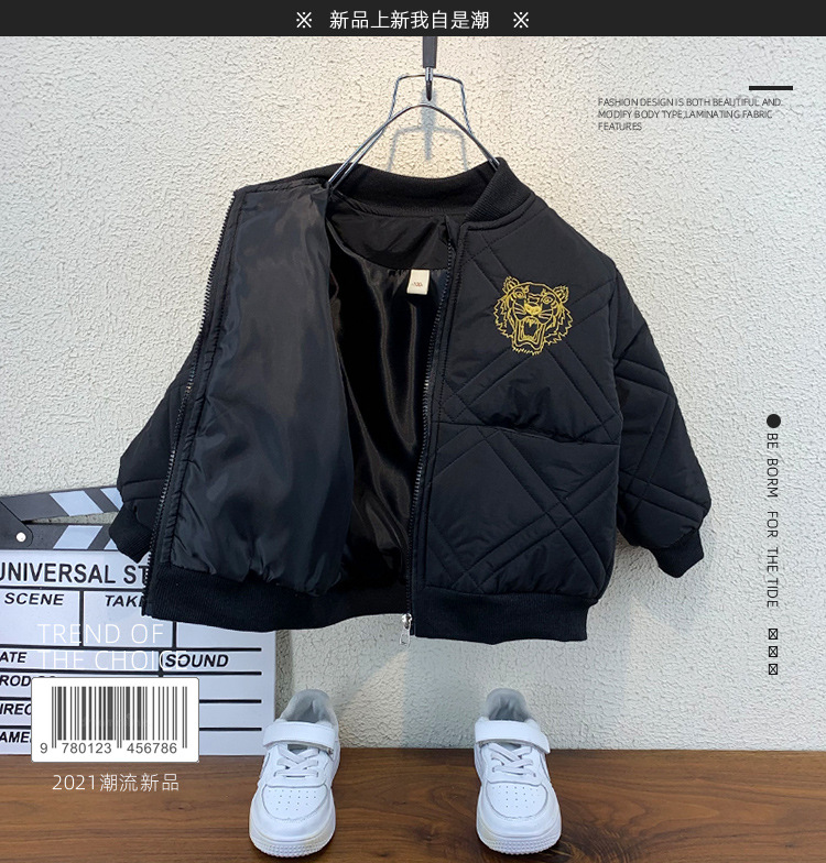 Niños chaquetas ligeras niños guapo otoño 2022 nuevo bebé vestido de béisbol otoño invierno engrosado algodón pic 1