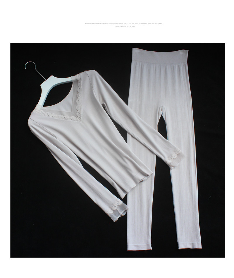 秋衣秋裤女薄款套装保暖内衣女不加绒蕾丝低胸单层性感打底线衣裤详情18
