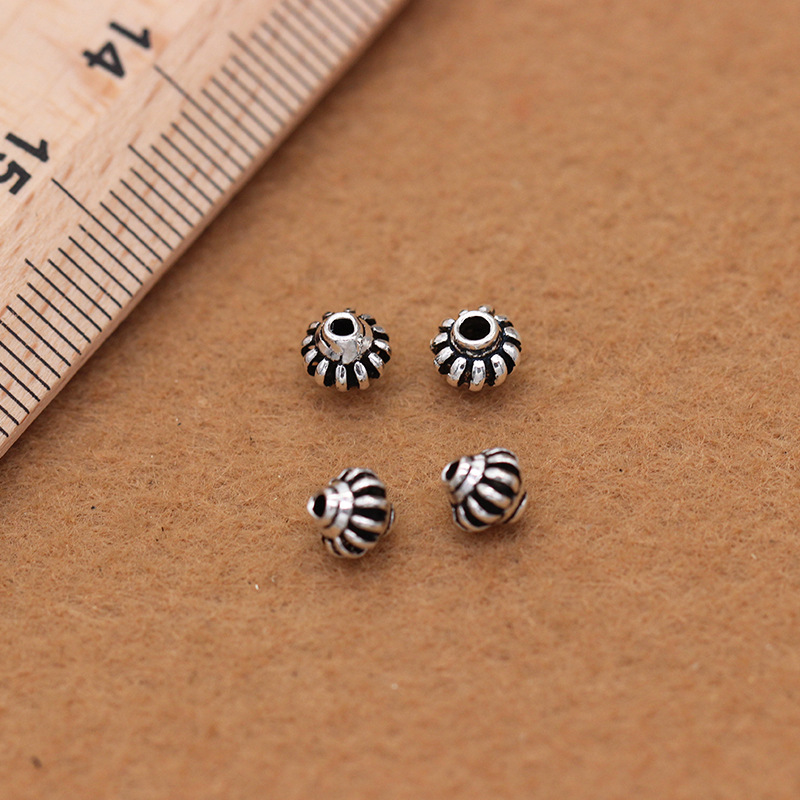 S925银灯笼隔珠DIY手工隔珠手链配件素银唯美麻花扁珠详情12