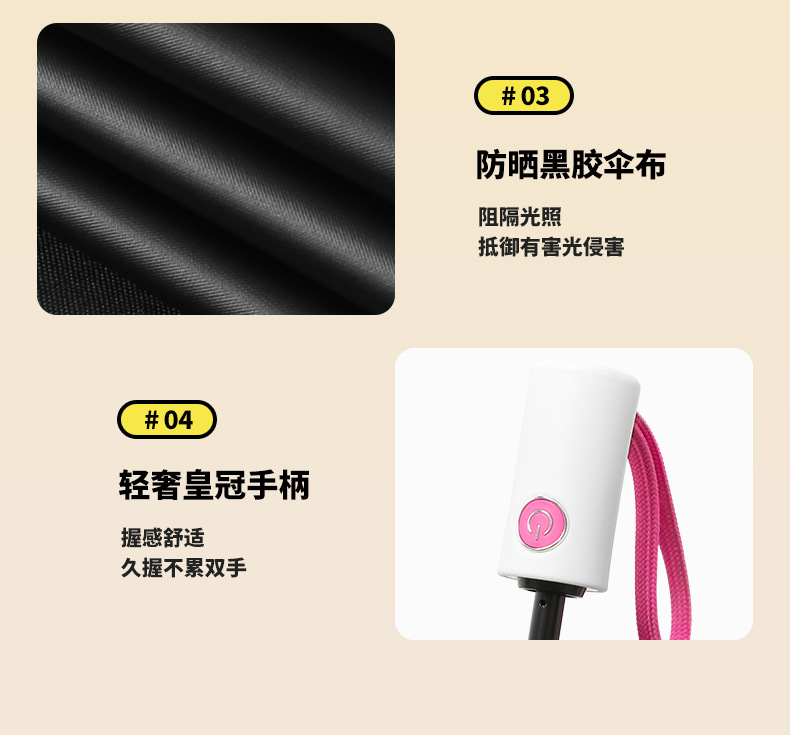 草莓熊系列三折全自动雨伞黑胶防晒防紫外线太阳伞加印logo广告伞详情50