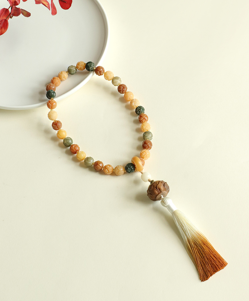 国潮手持菩提莲花串珠双圈手链男女款国风文玩佛珠流苏手串手饰批发详情42