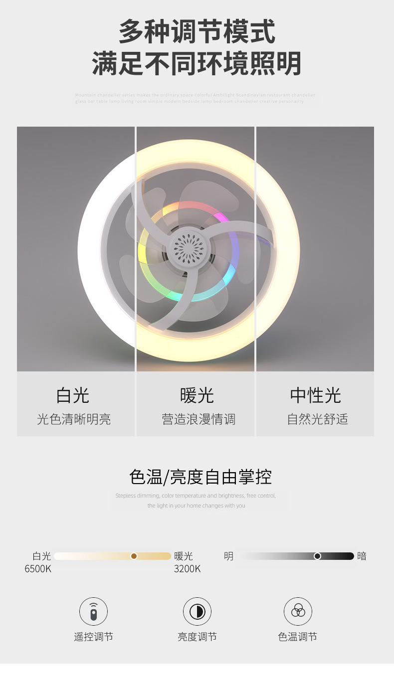 360° oscillating aromatherapy fan lamp, minimalist style, ultra-quiet ceiling fan lamp for hall, dining room and bedroom pic 14