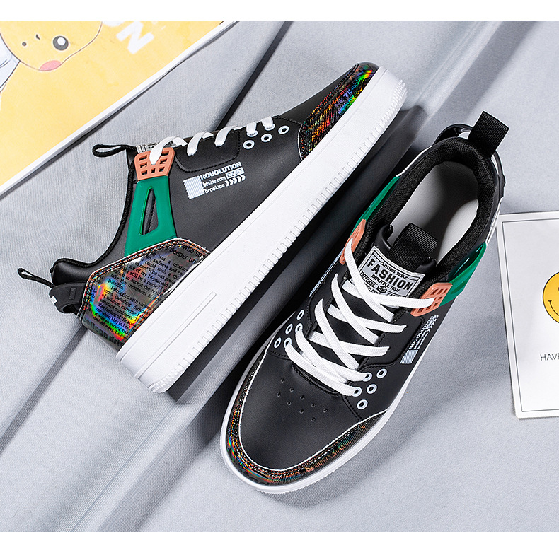 国潮时尚板鞋青年低帮皮面休闲运动潮鞋2022春季新款直播男鞋批发详情20