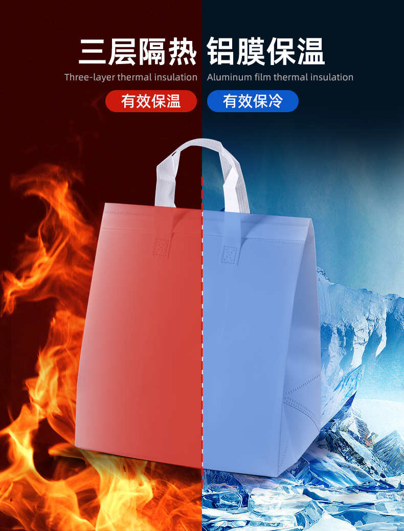 Wholesale and customization of non-woven fabric insulated bags, milk tea takeout packaging bags, catering bags, laminated non-woven fabric bags, handbags pic 6