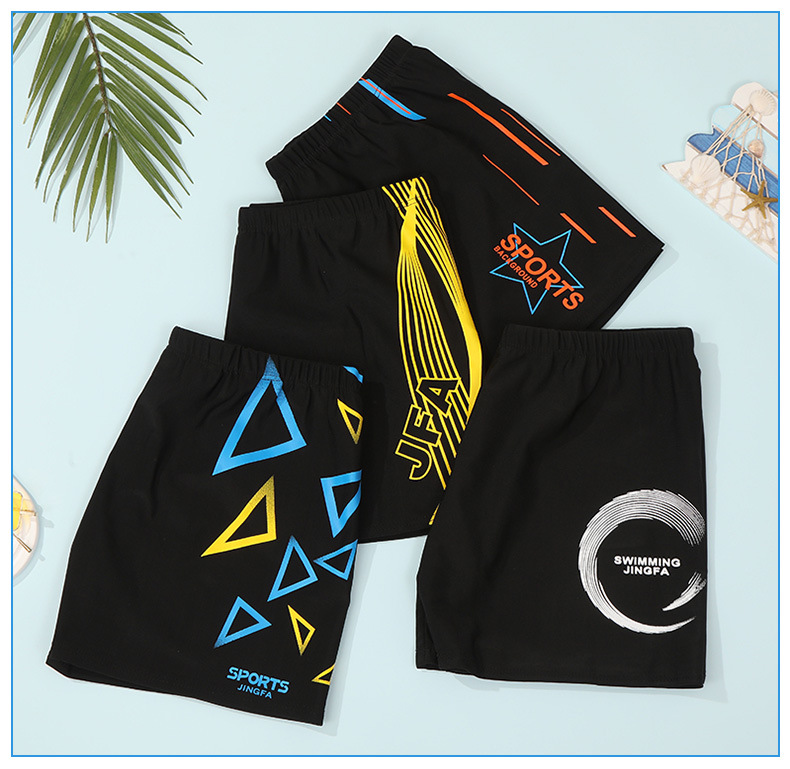 新款男士泳裤成人平角胶印沙滩裤泳池短裤男条纹游泳裤宽松舒适详情8