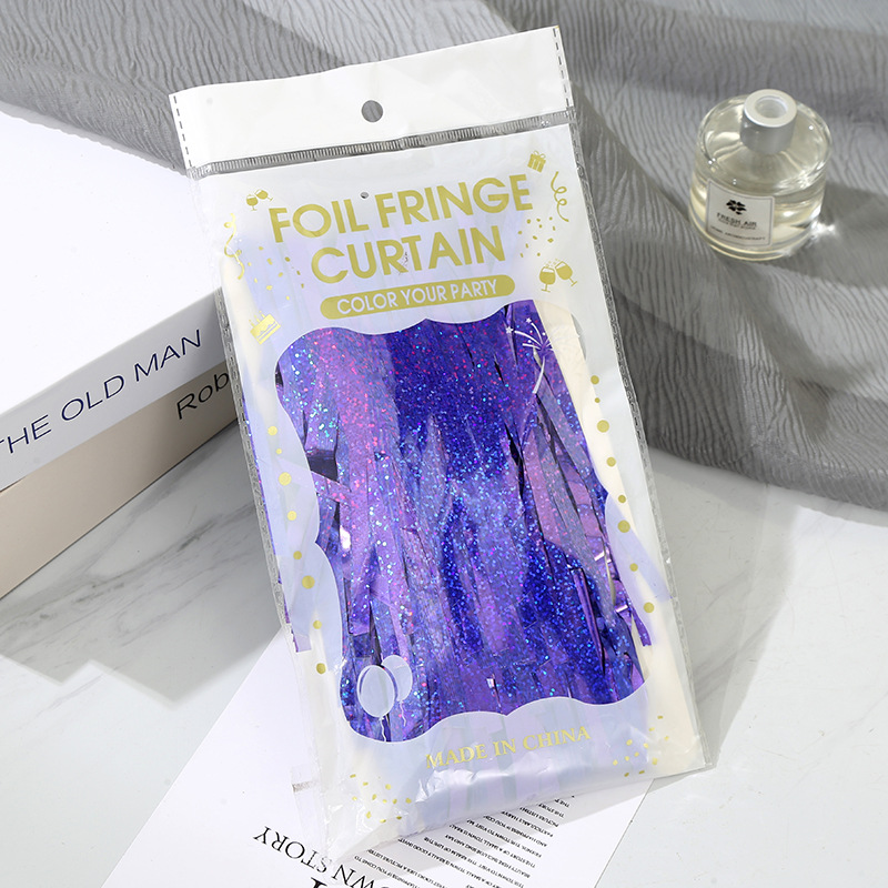1*2M炫彩高亮镭射雨丝帘儿童节舞台装饰道具生日装饰反光流苏门帘详情10