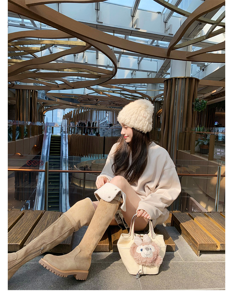 葡萄妈过膝骑士靴女厚底加绒长筒厚绒长靴百搭雪地靴女式棉鞋冬季详情45