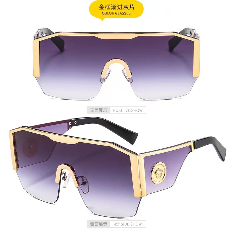European and American fashionable one-piece glasses for men and women, large-framed sunglasses for street snaps, wide-leg anti-ultraviolet head glasses pic 12