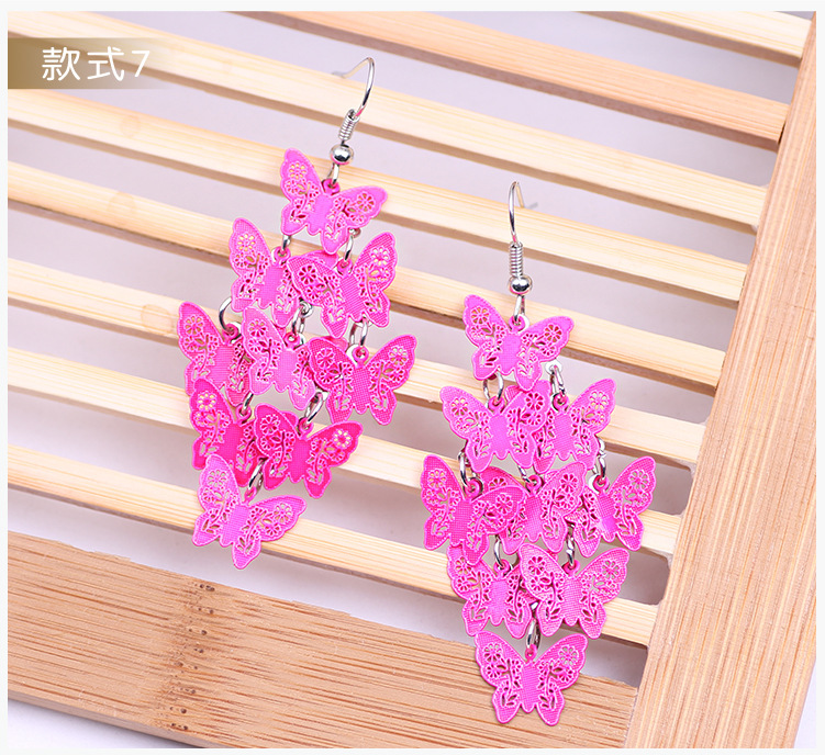 Small-batch wholesale best-selling fashionable and elegant butterfly earrings, earrings, colorful small nine-piece earrings, copper accessories and ornaments pic 14
