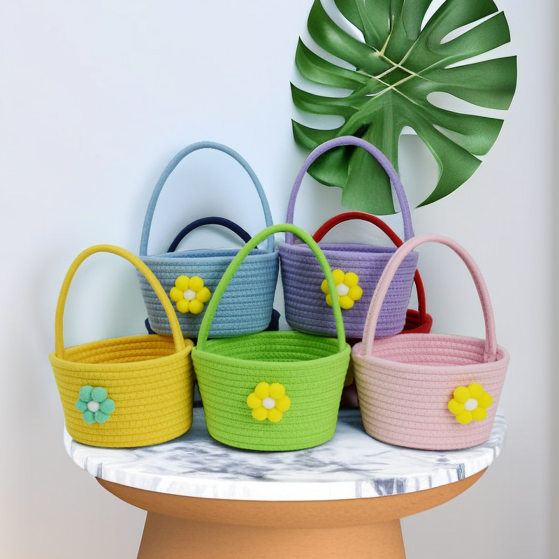 卡通小花手提收纳篮满月周岁伴手礼篮子婚礼喜篮手提水果篮收纳筐详情11