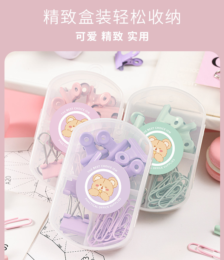 Office paperclip, ticket holder, long-tail clip, binding box set, student planner, stationery, iron clip, swallowtail clip pic 6