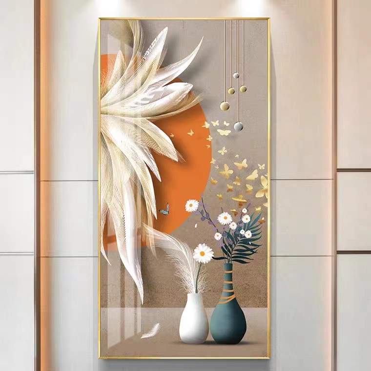 现代简约入户玄关装饰画走廊过道壁画竖版轻奢好寓意晶瓷镶钻挂画详情9