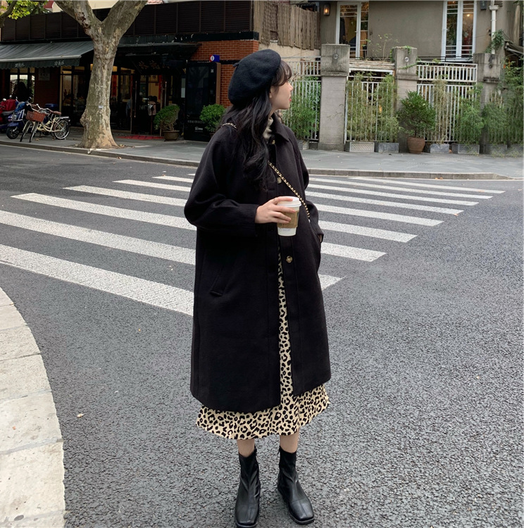 女大衣高级感2022秋冬款韩版学院风呢子风衣气质中长款毛呢外套女详情12