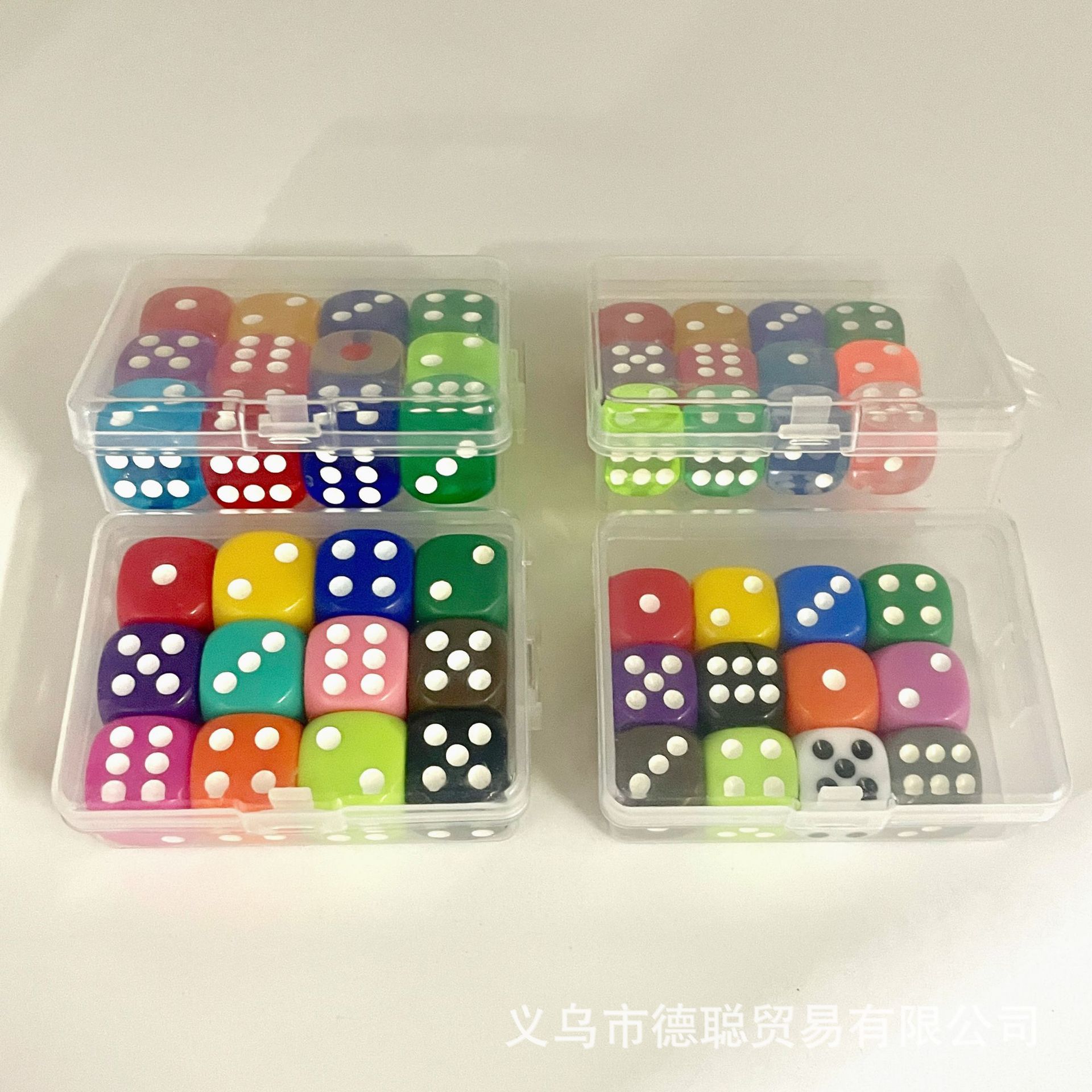 小盒盒装14mm16mm透明和实色12粒盒装骰子投子筛子色子详情3