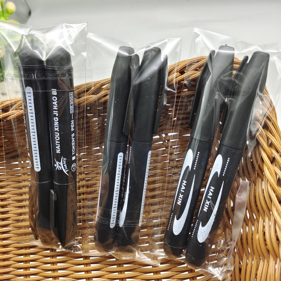 2 large-head marker pens in a bag, black ink-filled large-head pens, blue and red oil-based express logistics marker pens pic 2