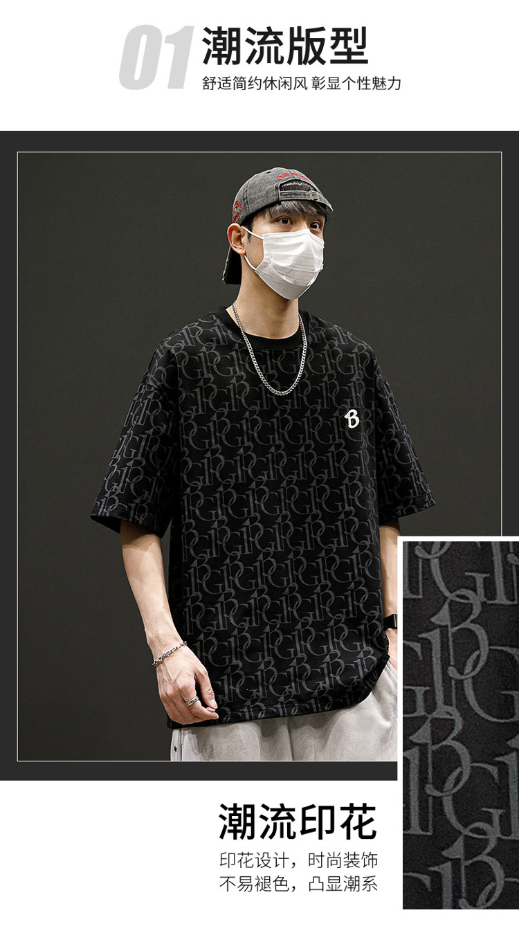 New summer round-neck plus-size American retro ice silk cotton half-sleeved T-shirt for men pic 13