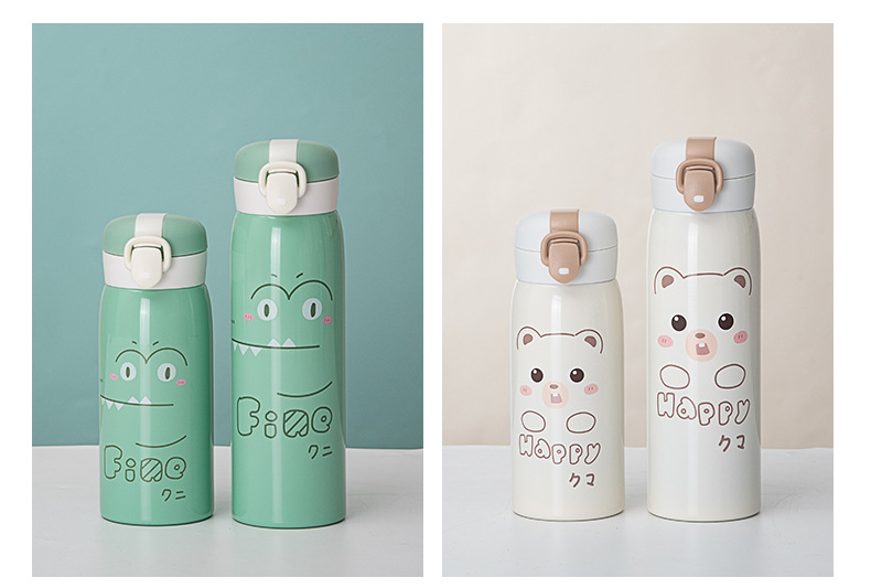 New creative and cute expression bouncy insulated cup, 304 stainless steel student couple cartoon cute direct drinking water cup pic 9