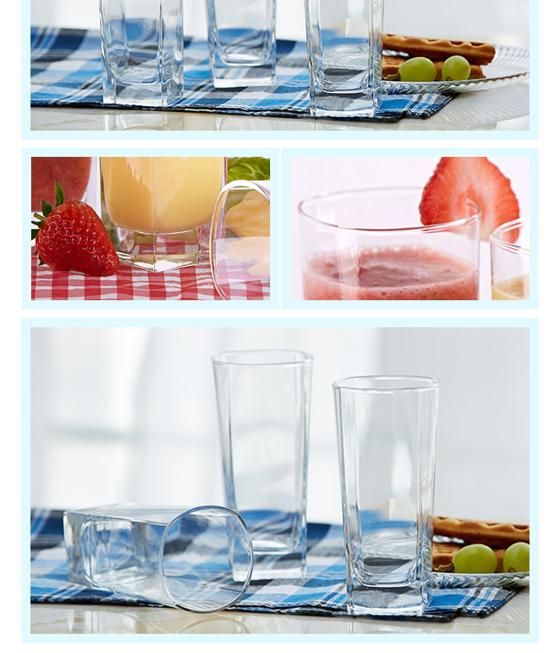 德力青苹果德国工艺四方水果汁养生玻璃杯花草杯260ml详情5