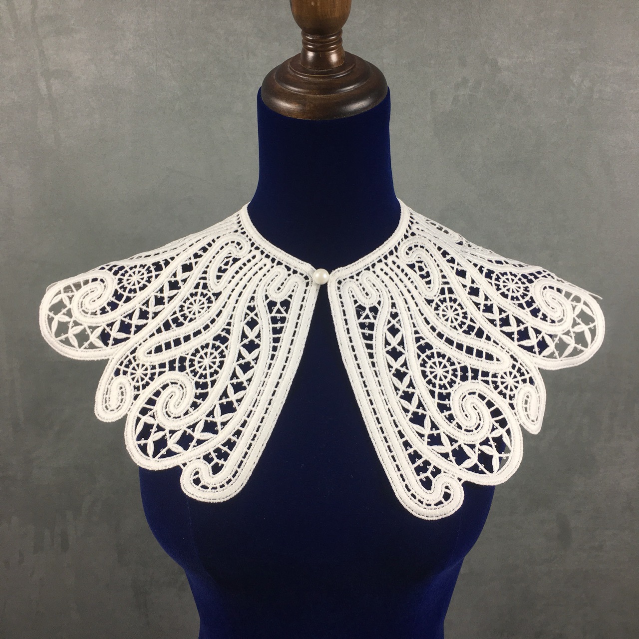 春秋厚棉重工水溶镂空花朵披肩项链女衬衫假领子立领衬衫假衣领详情6