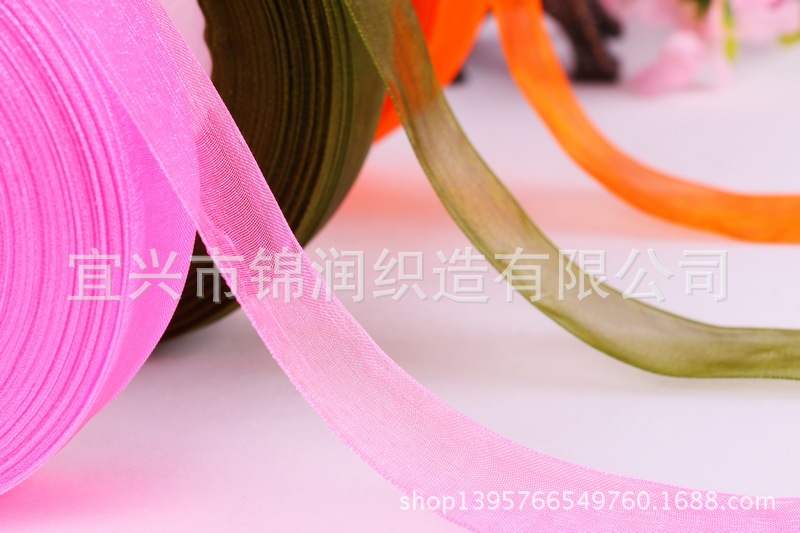Jinrun Gift Packaging Ribbon Ribbon, wedding decoration ribbon roll wholesale, 2.5cm wide, colorful snow gauze ribbon pic 8