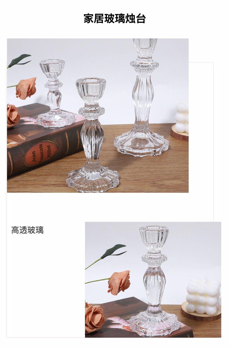 Transparent glass candlestick decorative ornaments and handicrafts are directly supplied in stock by an export manufacturer pic 1