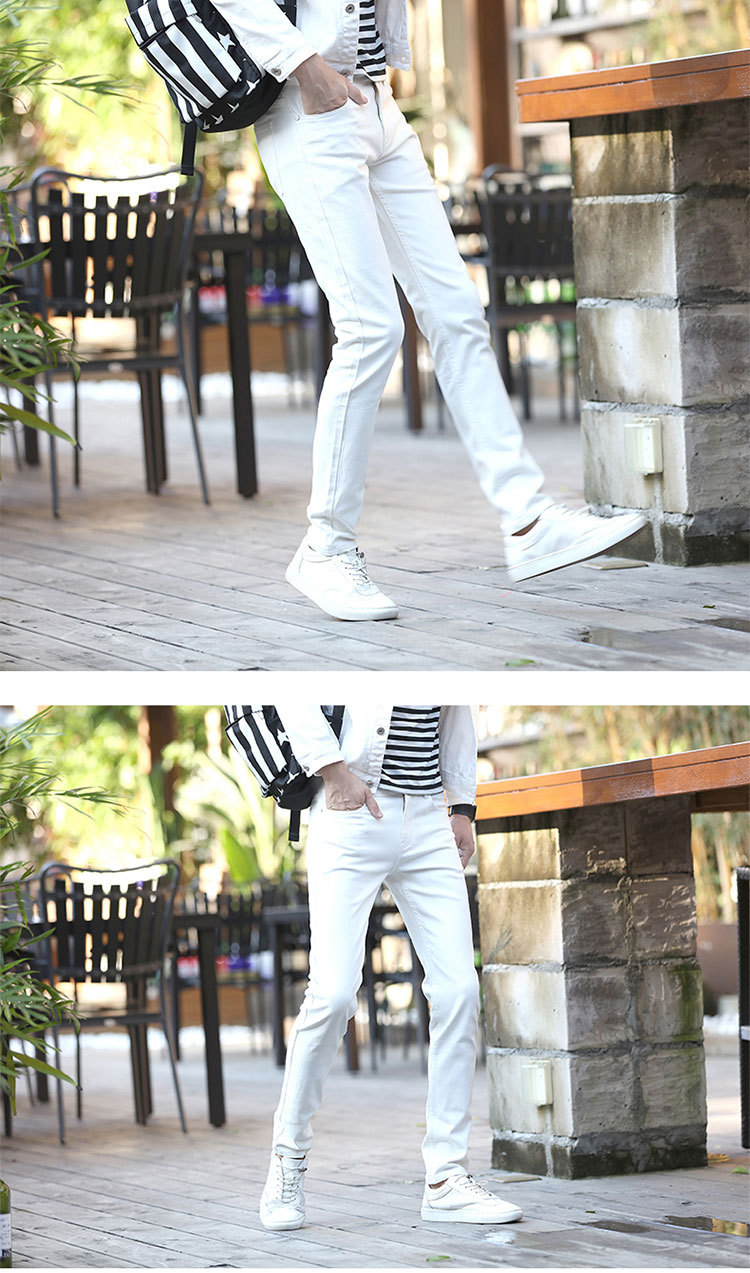 主推四季款男士修身长裤百搭黑白色帅气韩版弹力小脚牛仔裤男青年详情27