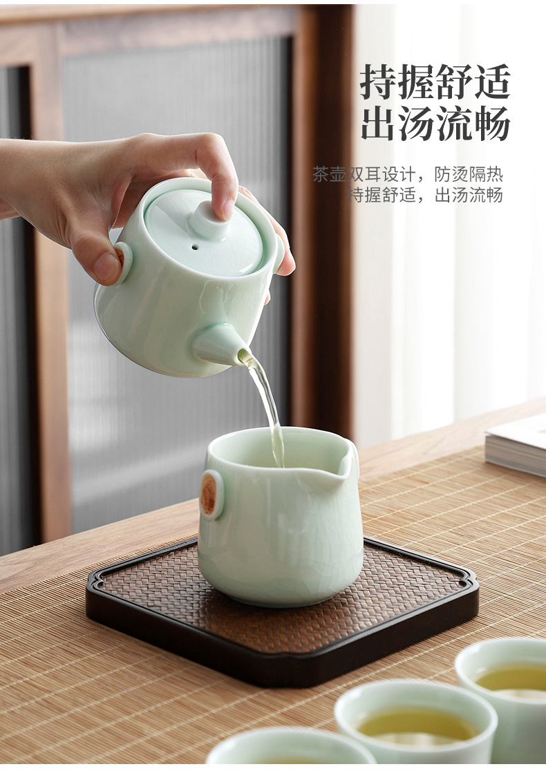 Ge Yao tea set, home ceramic teapot, Chinese tea cup, portable travel tea set, high-end business gift pic 15