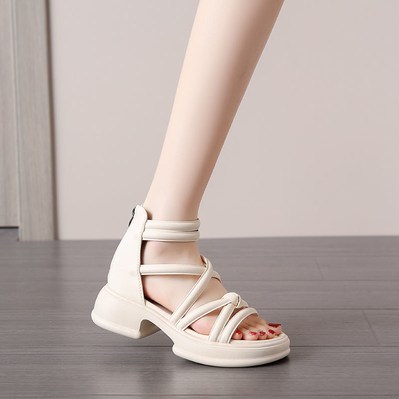 罗马凉鞋女夏季2024年新款平底防滑外穿沙滩鞋百搭黑色缕空凉靴潮详情31