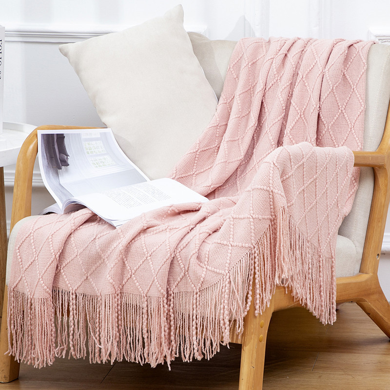 Blanket, sofa blanket, office leisure nap, air-conditioned nap blanket, bed end blanket, knitted blanket, small woolen blanket pic 10