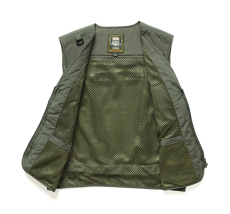 工装跨境透气坎肩马甲定制男士摄影多口袋钓鱼安全反光背心印logo详情31