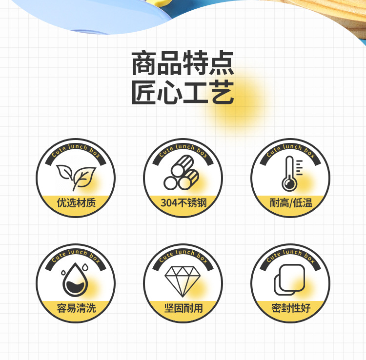 304不锈钢加水保温饭盒 儿童饭盒迷你便当盒可微波带盖学生餐盘详情2