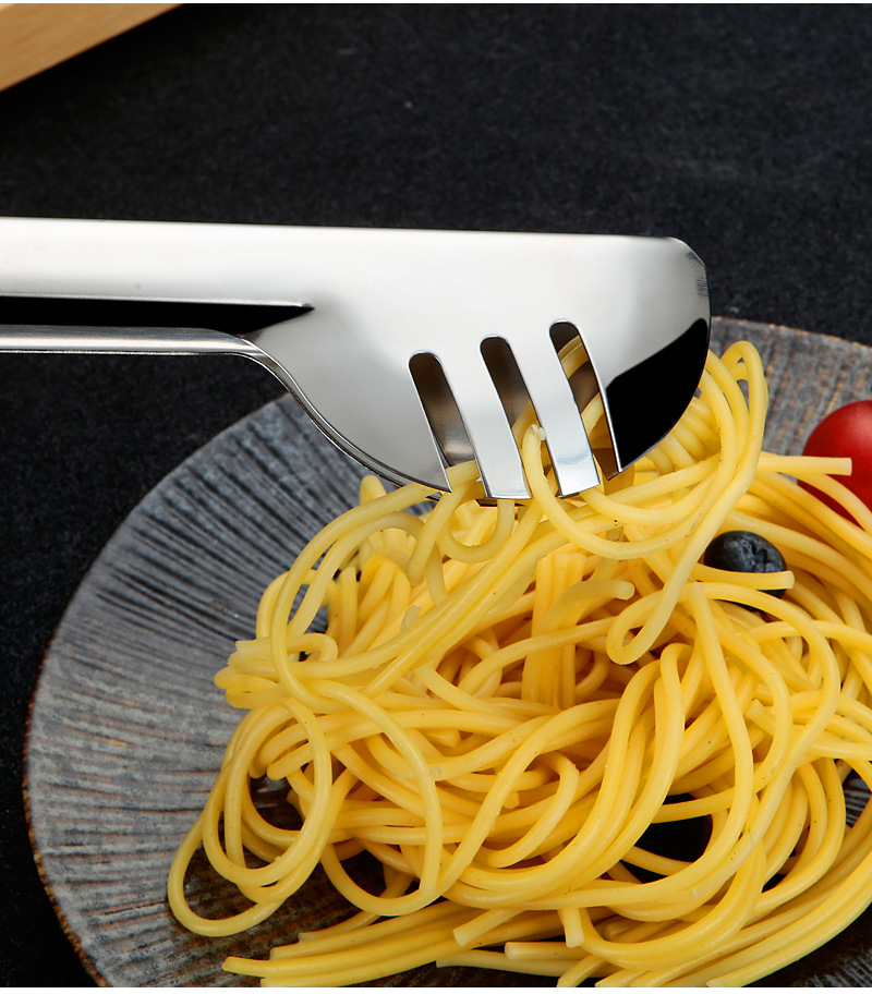 201 Non-magnetic bread tongs, barbecue tongs, thickened anti-scald semi-round and full-round buffet tongs, stainless steel tongs, food tongs pic 17