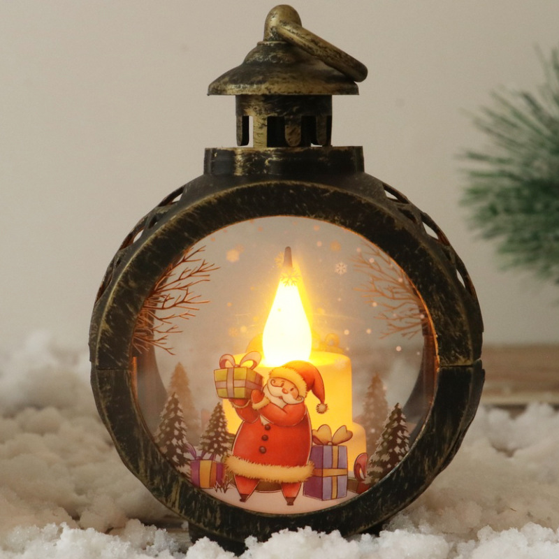 Christmas decoration items: led candle lights, round Christmas hanging lights, hand-held cross-border new retro window display items pic 3