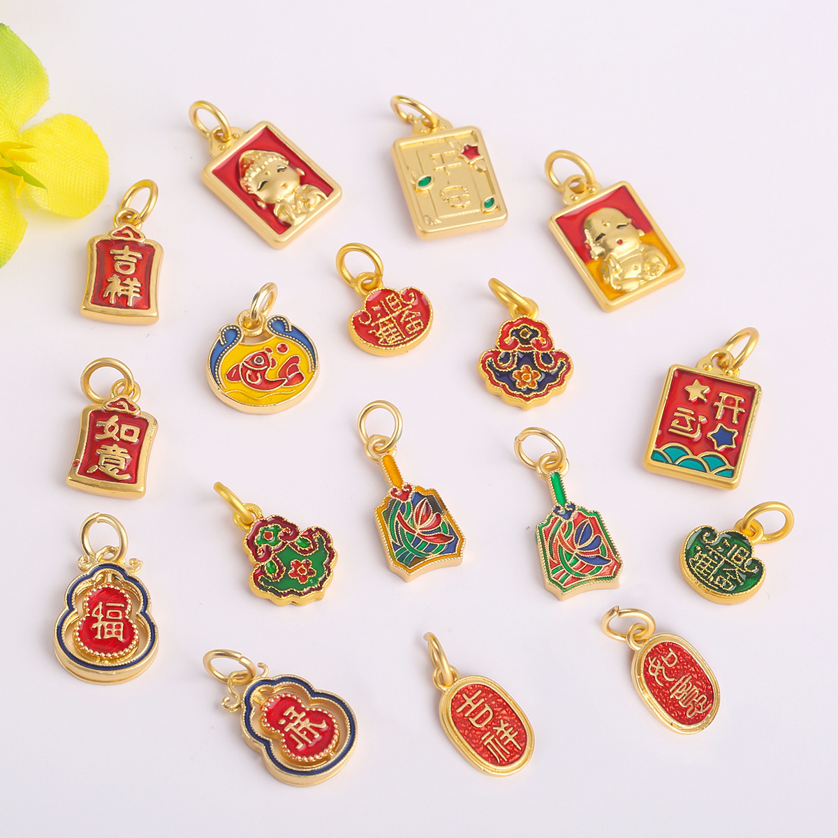 18k gold-plated color-preserving sand gold loose beads embossed lucky beads diy jewelry bracelets, necklaces, beaded sand gold accessories wholesale pic 4