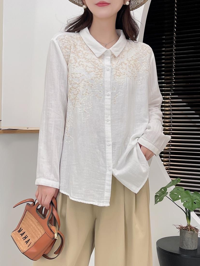 韩版新款森女系重工刺绣花朵双层纱长袖宽松版单排扣百搭小开衫女详情2