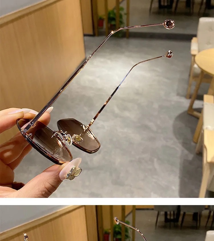 新款无框切边太阳镜2024夏季潮韩版抖音直播墨镜女款大脸显瘦眼镜详情9