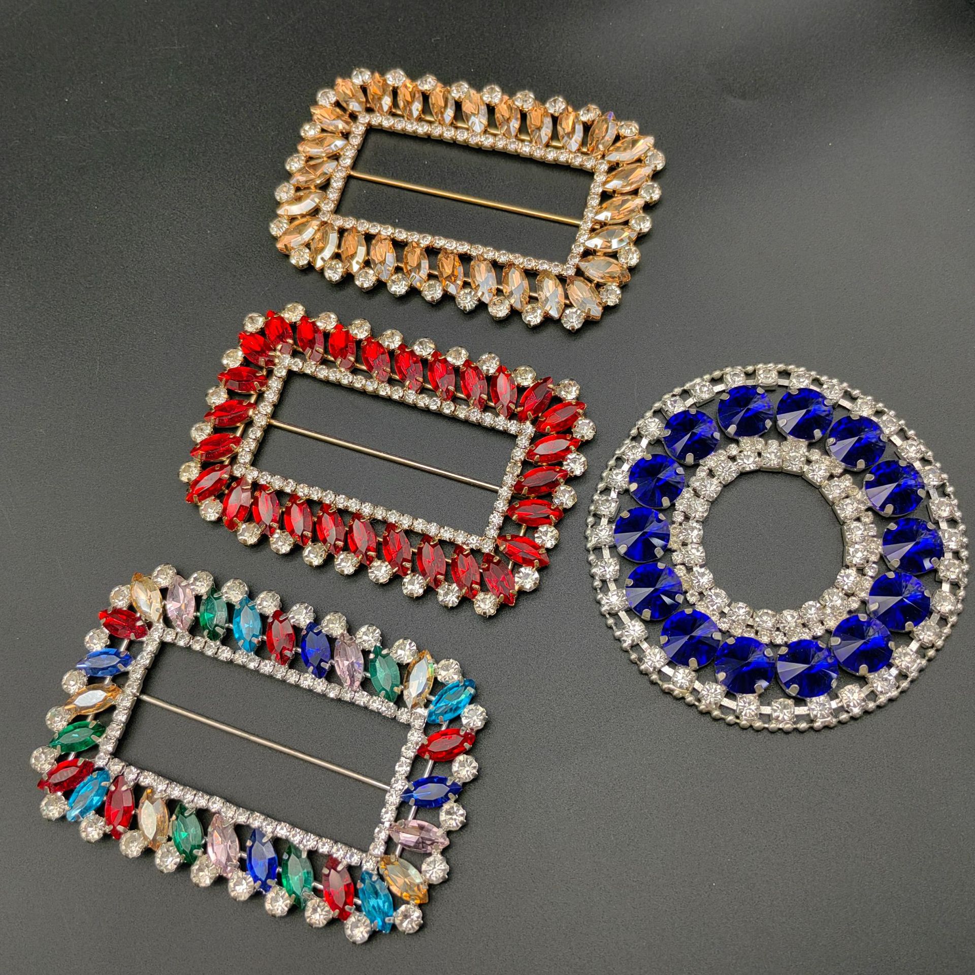 长方水钻三档扣服装装饰扣头衣角打结扣大衣风衣腰带扣皮带日字扣详情1