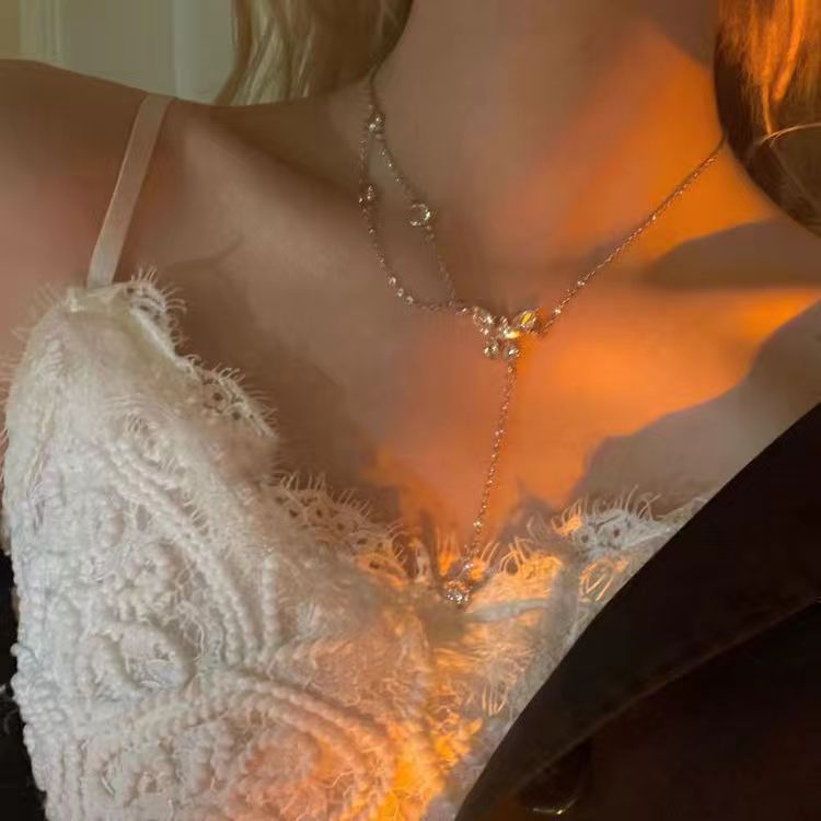 s925银轻奢项链百搭潮锁骨链女蝴蝶简约小众高级感气质毛衣链饰品详情13