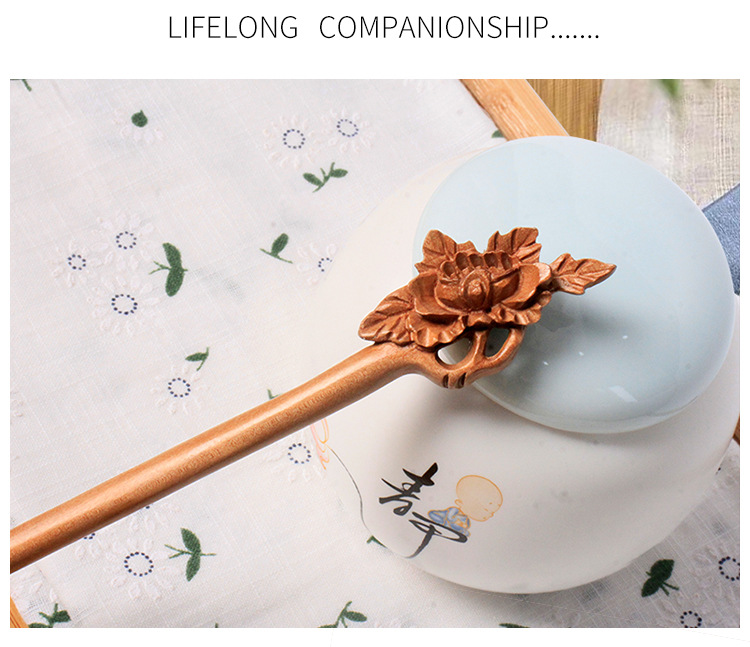 A peach wood hairpin for your girlfriend or wife, a DIY ancient-style hairpin, a hair replacement material package made of wood pic 2