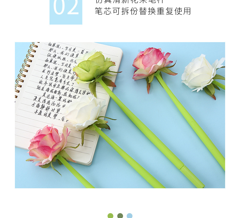 Factory direct sales of Zhongfan ZF2088 rose soft rubber gel Pen 0.5mm student stationery creative shaped pen pic 7