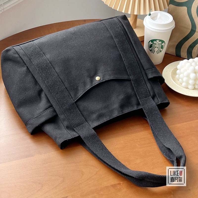 帆布包包女手提袋单肩包大学生百搭手提包通勤大容量补课袋多口袋详情17