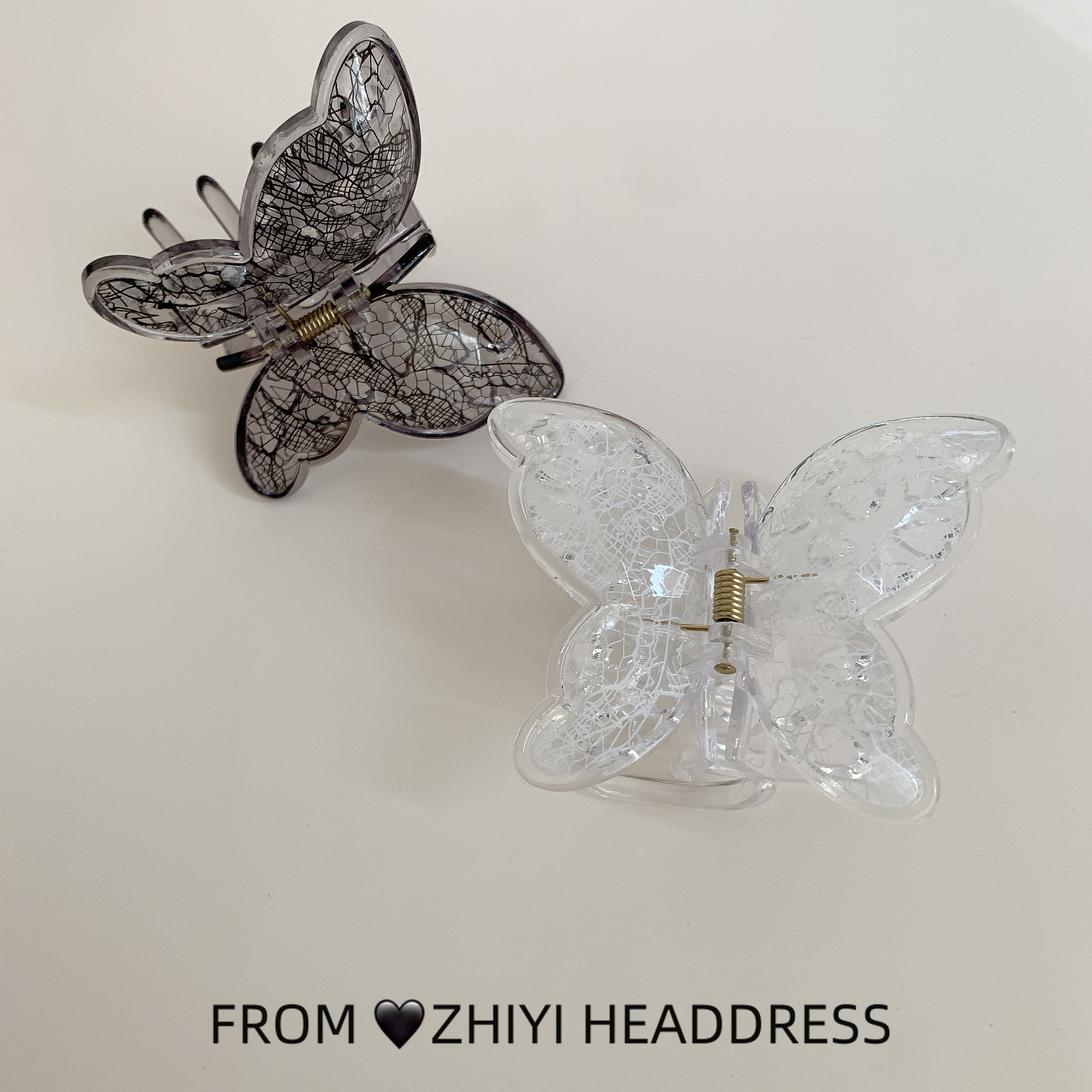 Retro lace butterfly hair clips for women, half-tied hair at the back of the head, high-end shark clips, new small scratch-clip headwear and hair accessories pic 6