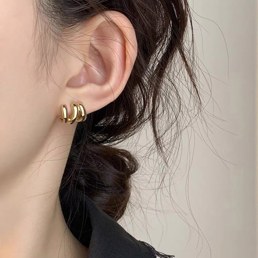 High-end, light luxury metal earrings for women, new style in 2025, with a unique and niche design. Stylish Korean earrings pic 14