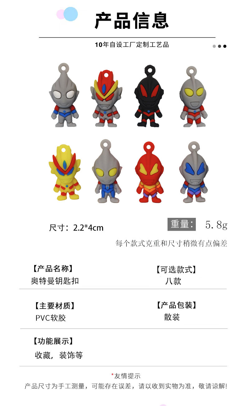 卡通奥特曼软胶钥匙扣迪迦咸蛋超人公仔儿童挂件批发盲盒小礼品详情2