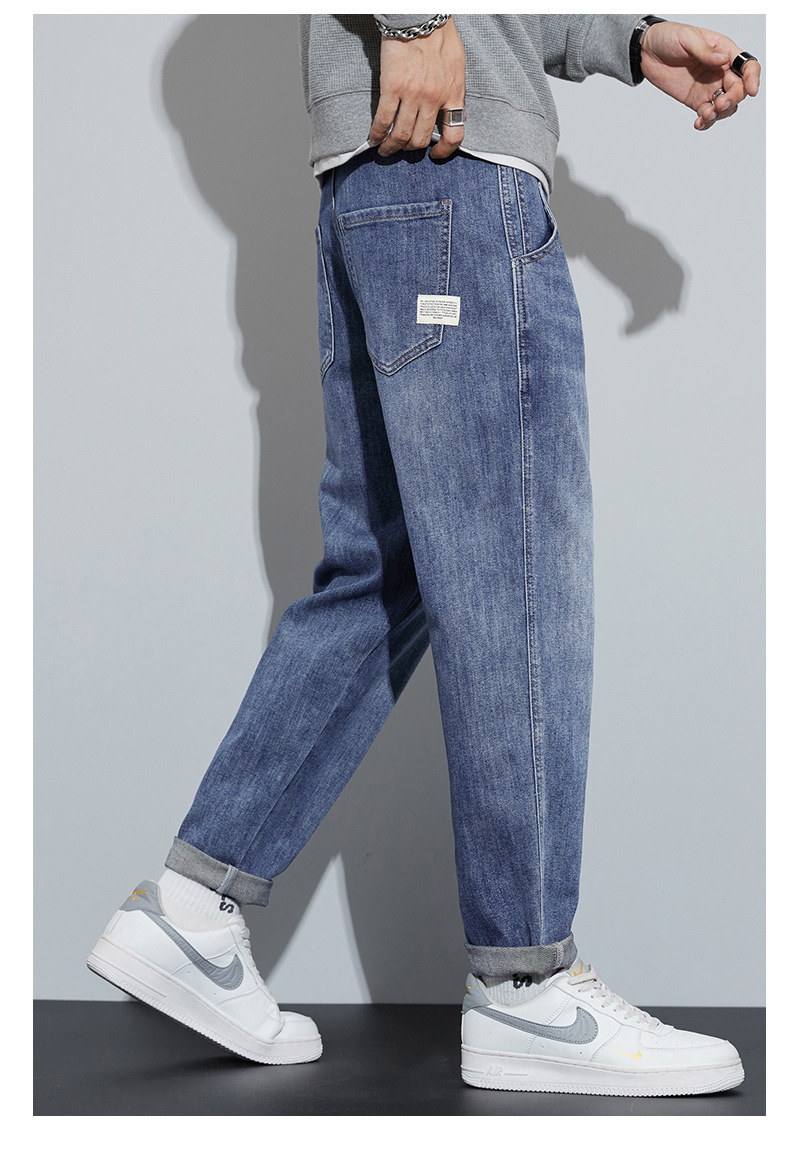 2024新款冬季牛仔裤男阔腿直筒韩版潮流时尚百搭加绒加厚哈伦裤详情16